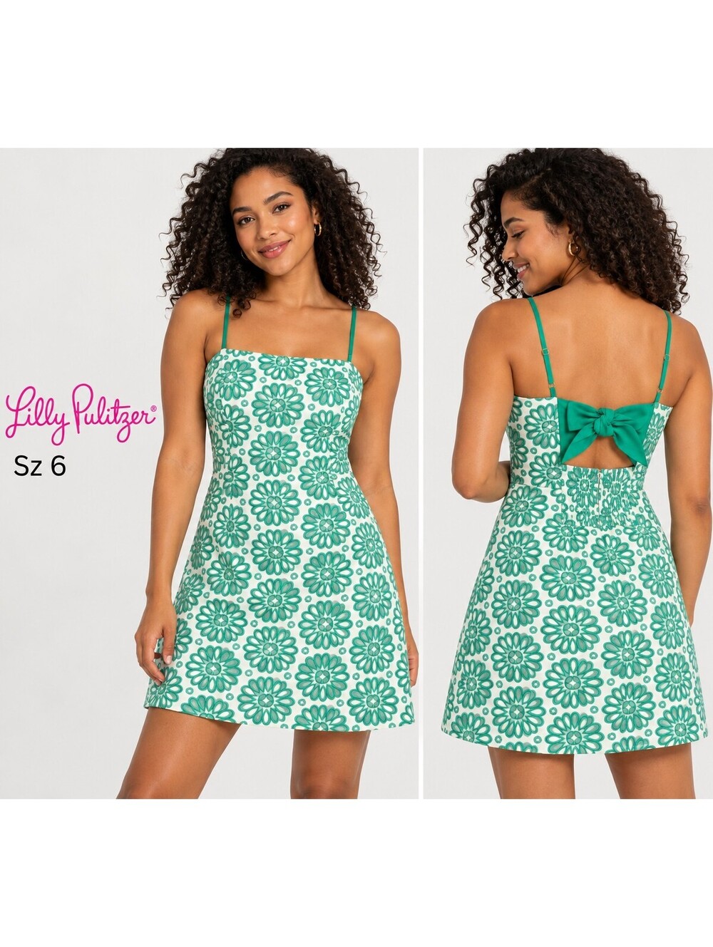 Lilly Pulitzer | 6 | Green White Embroidered Medallion Mini Shift Dress